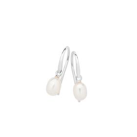 Silver-65mm-Cultured-Freshwater-Pearl-Hook-Drop-Earrings on sale