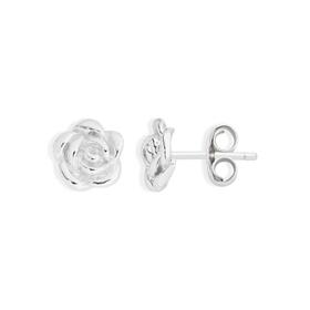 Silver-Rose-Stud-Earrings on sale