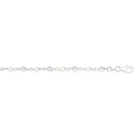 Silver-Man-Made-Pearl-Bead-19cm-Bracelet-Made-In-Italy on sale