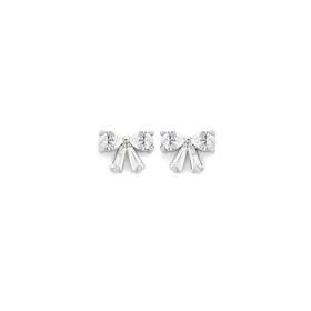 Sterling-Silver-Cubic-Zirconia-Fancy-Bow-Stud-Earrings on sale