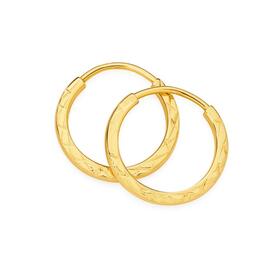 9ct-Gold-10mm-Diamond-Cut-Polished-Flexi-Hoop-Earrings on sale