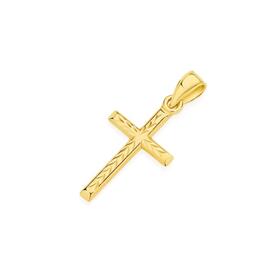9ct-Gold-Diamond-Cut-Cross-Pendant on sale