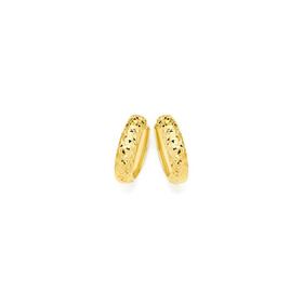 9ct+Gold+Diamond-cut+Huggie+Earrings