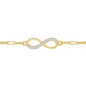 9ct+Gold+Diamond+Infinity+Link+Bracelet