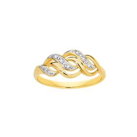9ct+Gold+Diamond+Intertwined+Ring