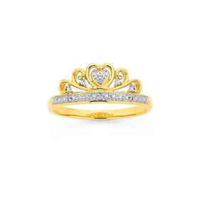 9ct+Gold+Diamond+Crown+Ring