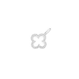 9ct-White-Gold-Diamond-Clover-Pendant on sale