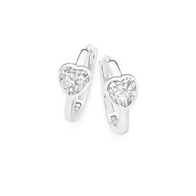 Sterling-Silver-Cubic-Zirconia-Heart-Huggie-Earrings on sale