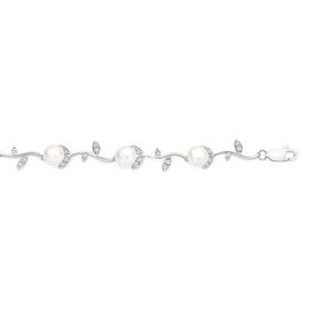 Silver+Cult+F%2FW+%26+CZ+Flower+Link+Bracelet