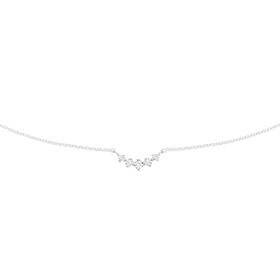 Sterling+Silver+45cm+Five+Cubic+Zirconia+Elegant+Necklet