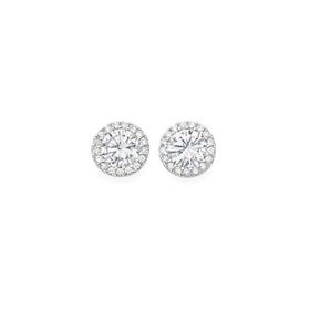 Sterling-Silver-Round-Cubic-Zirconia-Small-Halo-Stud-Earrings on sale