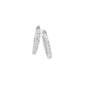 Silver-CZ-3x25mm-Hoop-Earrings on sale