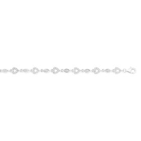 Sterling-Silver-Cubic-Zirconia-1825cm-Heart-Marquise-Bracelet on sale