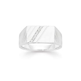 Sterling-Silver-Cubic-Zirconia-Diagonal-Line-Gents-Ring on sale