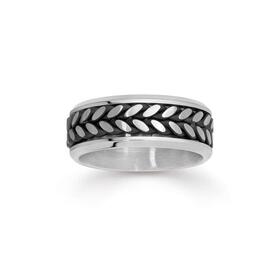 Stainless+Steel+Tyre+Tread+Gents+Ring