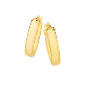 9ct+Gold+Half+Round+Oval+Hoop+Earrings