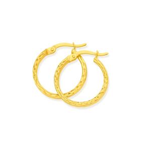 9ct-Gold-25x15mm-Diamond-Cut-Hoop-Earrings on sale