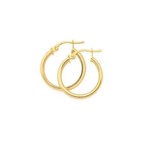 9ct+Gold+3x15mm+Square+Tube+Hoop+Earrings