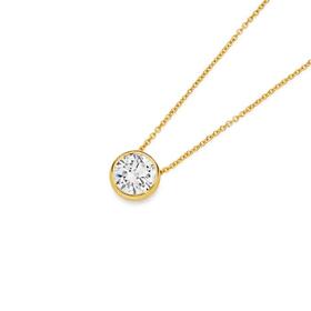 Alora-10ct-Gold-Lab-Grown-Diamond-Bezel-Solitaire-Necklet on sale