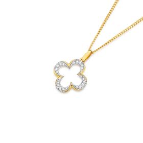 9ct-Gold-Diamond-Clover-Pendant on sale