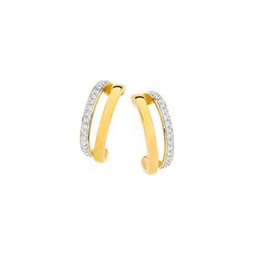 9ct-Gold-Diamond-Double-Row-Stud-Earrings on sale