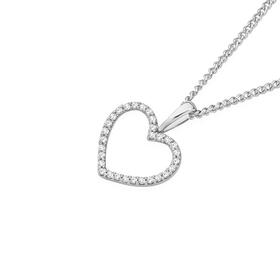 Exquisites-9ct-White-Gold-Diamond-Heart-Pendant on sale