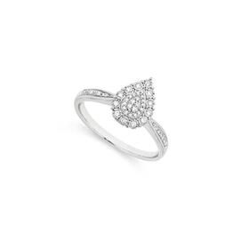 9ct-White-Gold-Diamond-Pear-Cluster-Ring on sale