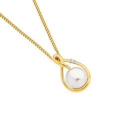 9ct-Gold-Cultured-Fresh-Water-Pearl-Diamond-Slider-Pendant on sale