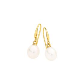 9ct-Gold-Cultured-Freshwater-Pearl-Hook-Earrings on sale