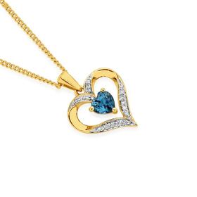9ct-Gold-London-Blue-Topaz-Diamond-Pendant on sale