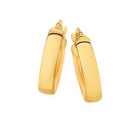 9ct-Gold-10mm-Half-Round-Triangle-Tube-Hoop-Earrings on sale