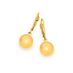 9ct-Gold-9mm-Lever-Back-Euro-Ball-Earrings on sale