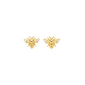 9ct-Gold-Cubic-Zirconia-Bumble-Bee-Stud-Earrings on sale