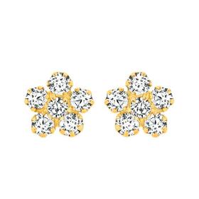 9ct-Gold-Cubic-Zirconia-Flower-Stud-Earrings on sale