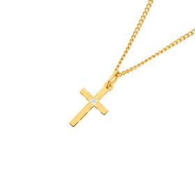 9ct-Gold-Two-Tone-13mm-Sunray-Diamond-Cut-Cross-Pendant on sale