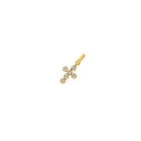 9ct-Gold-Cubic-Zirconia-Claw-Set-Cross-Pendant on sale