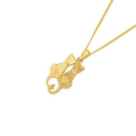 9ct-Gold-Polished-Stardust-Twin-Cats-Pendant on sale