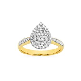 9ct-Gold-Diamond-Pear-Cluster-Ring on sale