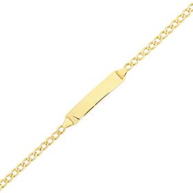 9ct+Gold+16cm+Solid+Curb+Identity+Bracelet