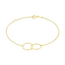 9ct+Gold+19cm+Interlocking+Rings+Trace+Bracelet