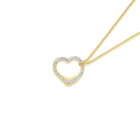 9ct-Gold-Two-Tone-16mm-Diamond-Cut-Floating-Heart-Pendant on sale