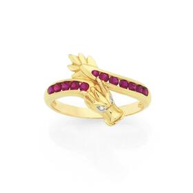 9ct+Gold+Created+Ruby+%26amp%3B+Diamond+Ring