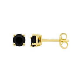 9ct+Gold+Black+Sapphire+4mm+Stud+Earrings