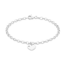 Sterling-Silver-19cm-Heart-Charm-Oval-Belcher-Bracelet on sale