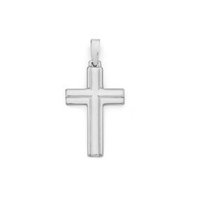 Sterling-Silver-30mm-Square-End-Lined-Cross-Mens-Pendant on sale
