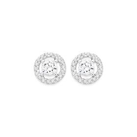 Sterling+Silver+Round+Cubic+Zirconia++%26amp%3B+Halo+Studs
