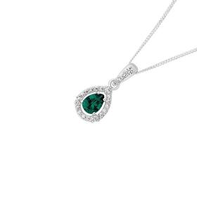 Sterling+Silver+Green+Cubic+Zirconia++Cluster+Pendant
