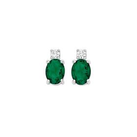 Silver-Green-Oval-Studs on sale