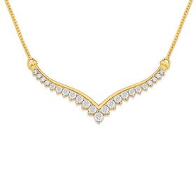 9ct+Gold+Diamond+V+Shape+Necklet