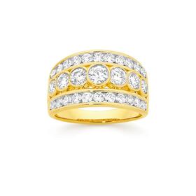 Alora-10ct-Gold-Lab-Grown-Diamond-Bezel-Three-Row-Band on sale